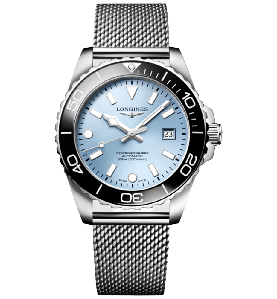 L3.788.4.99.6 Hydroconquest i 42 mm med isblå urtavla från Longines