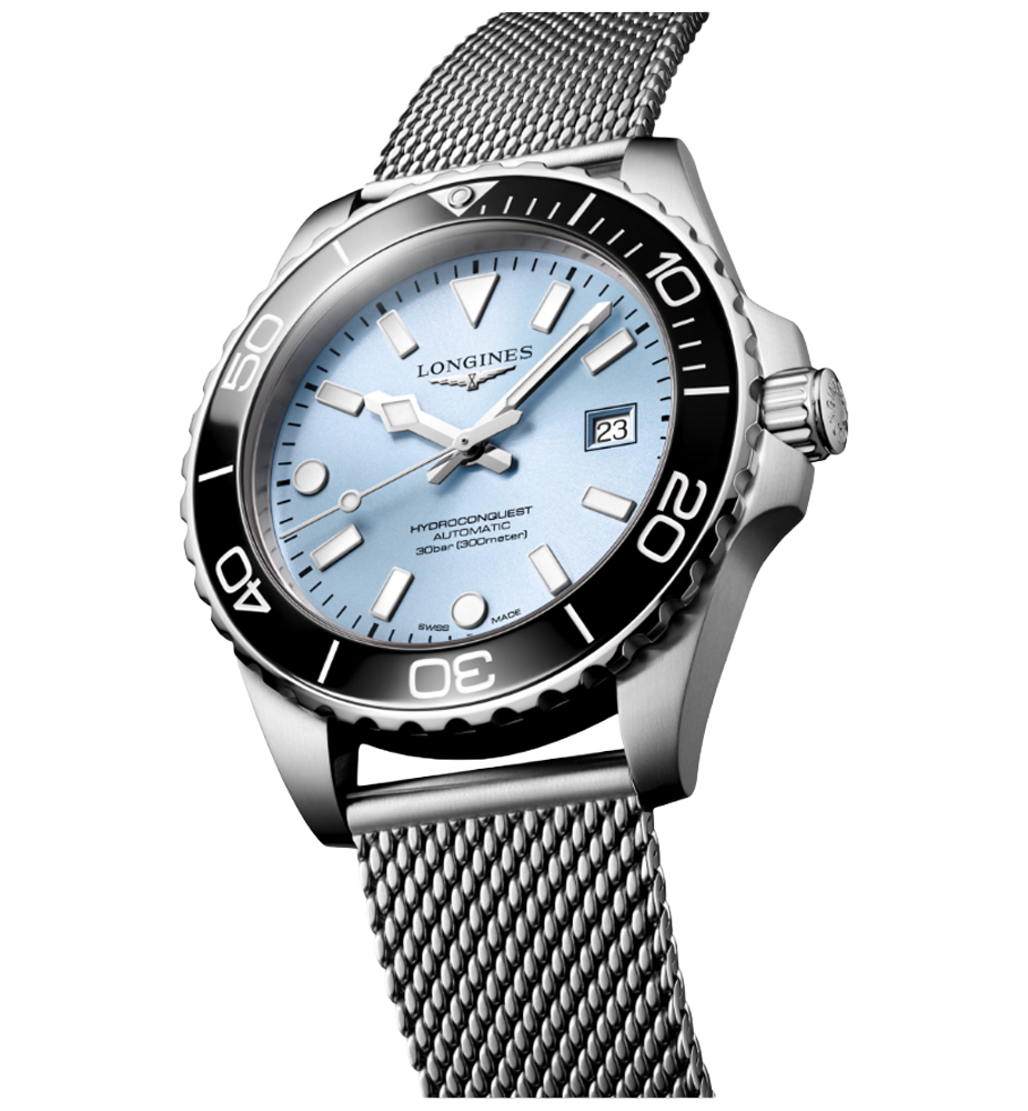 L3.788.4.99.6 Hydroconquest i 42 mm med isblå urtavla från Longines
