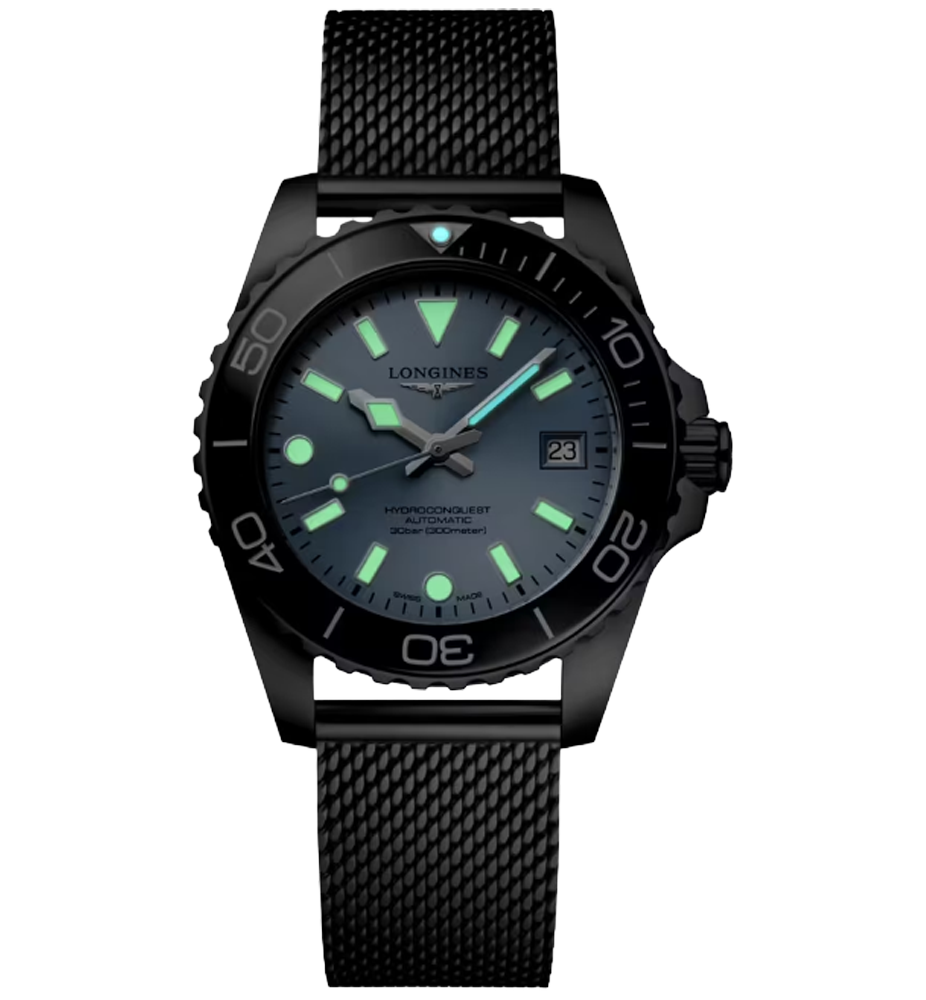 L3.779.4.99.6 Hydroconquest i 39 mm med isblå urtavla från Longines superluminova
