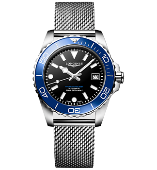 L3.779.4.90.6 Hydroconquest i 39 mm med lå och svart urtavla från Longines