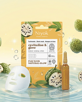 Niyok Revitalising Sheet Mask - Revitalise & Glow i en vattenspegel och superfrukten cherimoya
