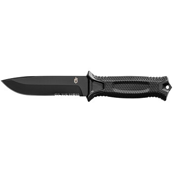 Gerber StrongArm Svart kniv tandad med slida