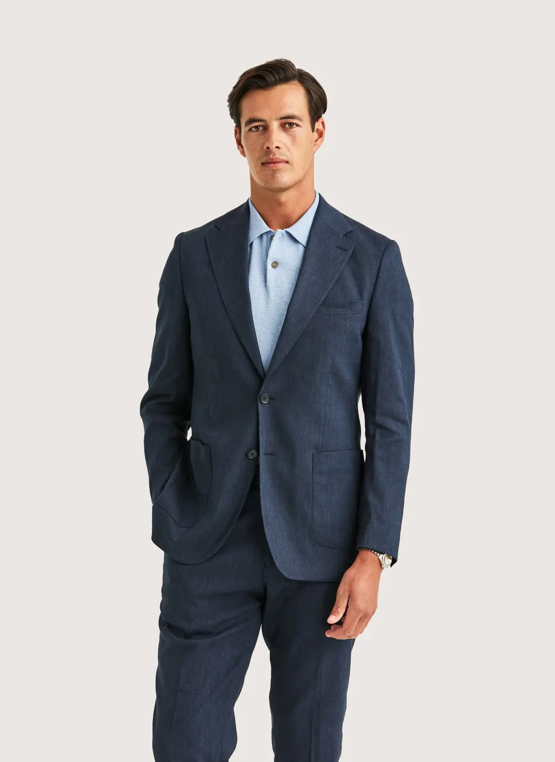 Morris - Linen Suit Jkt - Navy
