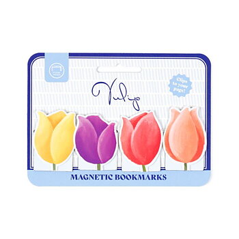 Magnetiskt Bokmärkesset med 4 bokmärken Tulpaner - Display med 24 st
