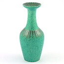 Wilhelm Kåge (Argenta 1940s) Green Bottle Vase with Silver Decor 17 cm