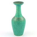 Wilhelm Kåge (Argenta 1940s) Green Bottle Vase with Silver Decor 17 cm