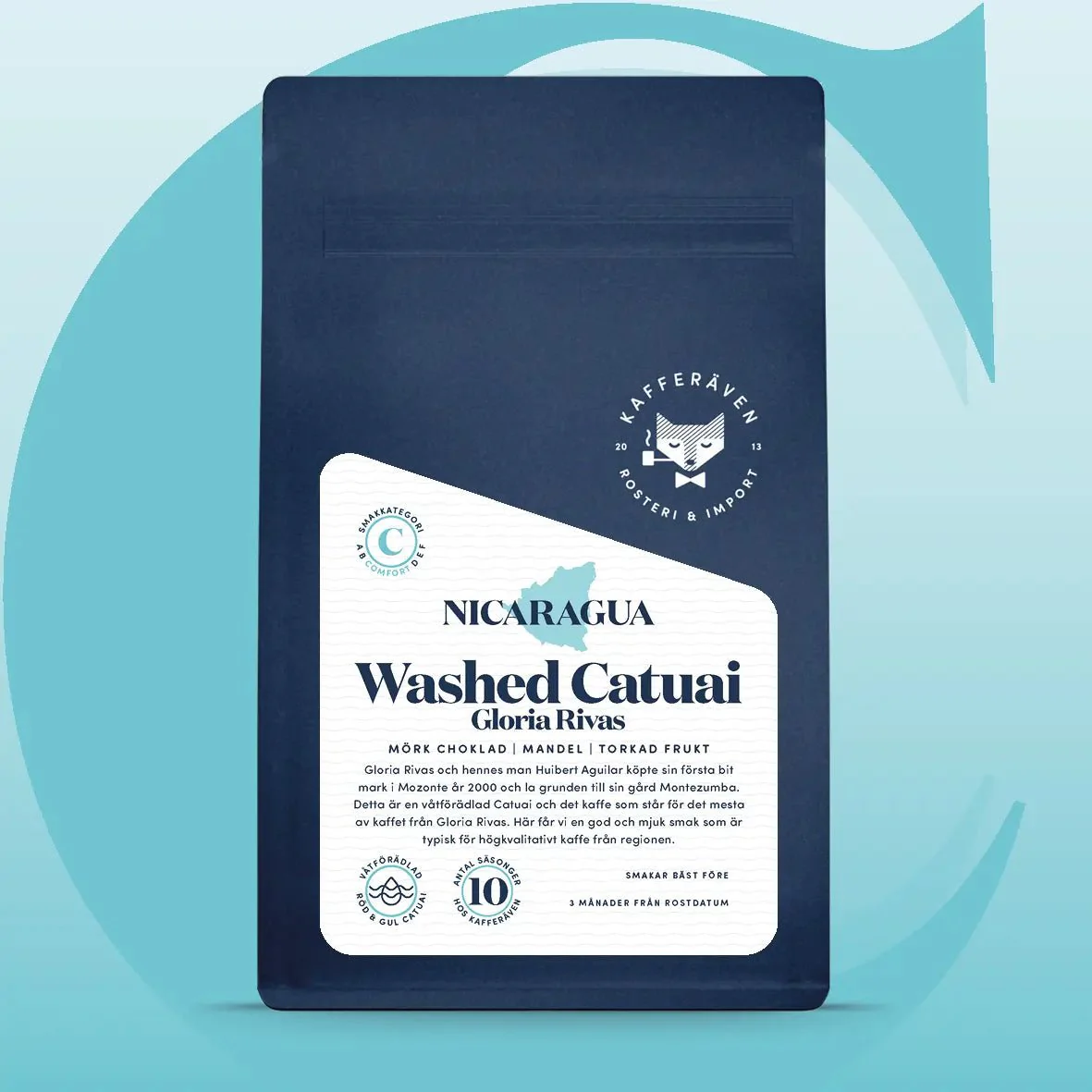 Kafferäven - Gloria Rivas - Washed Catuai - Nicaragua - Ljusrostade hela kaffebönor - 250g