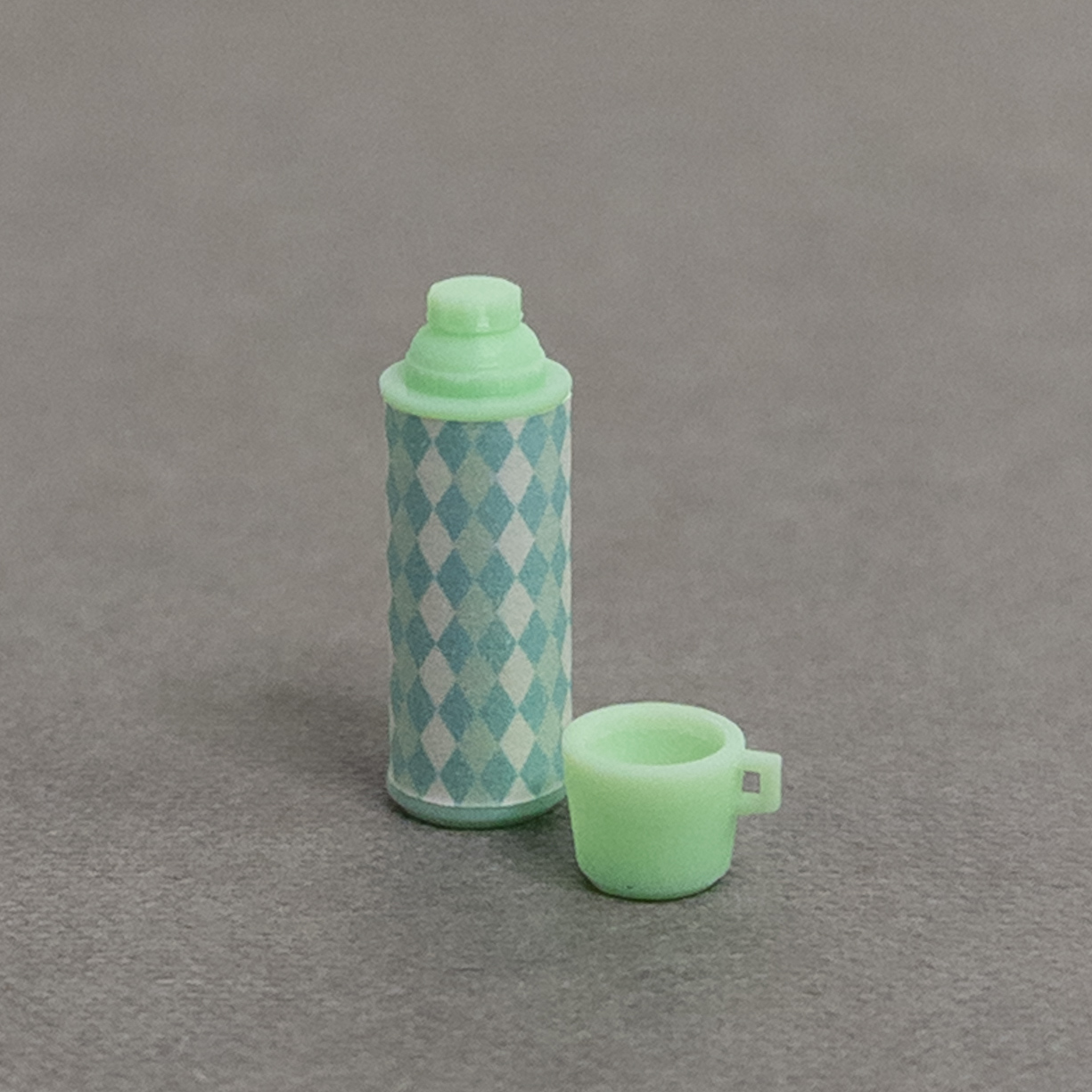 Thermos - plaid - mint green - from grandma's dollhouse - 2