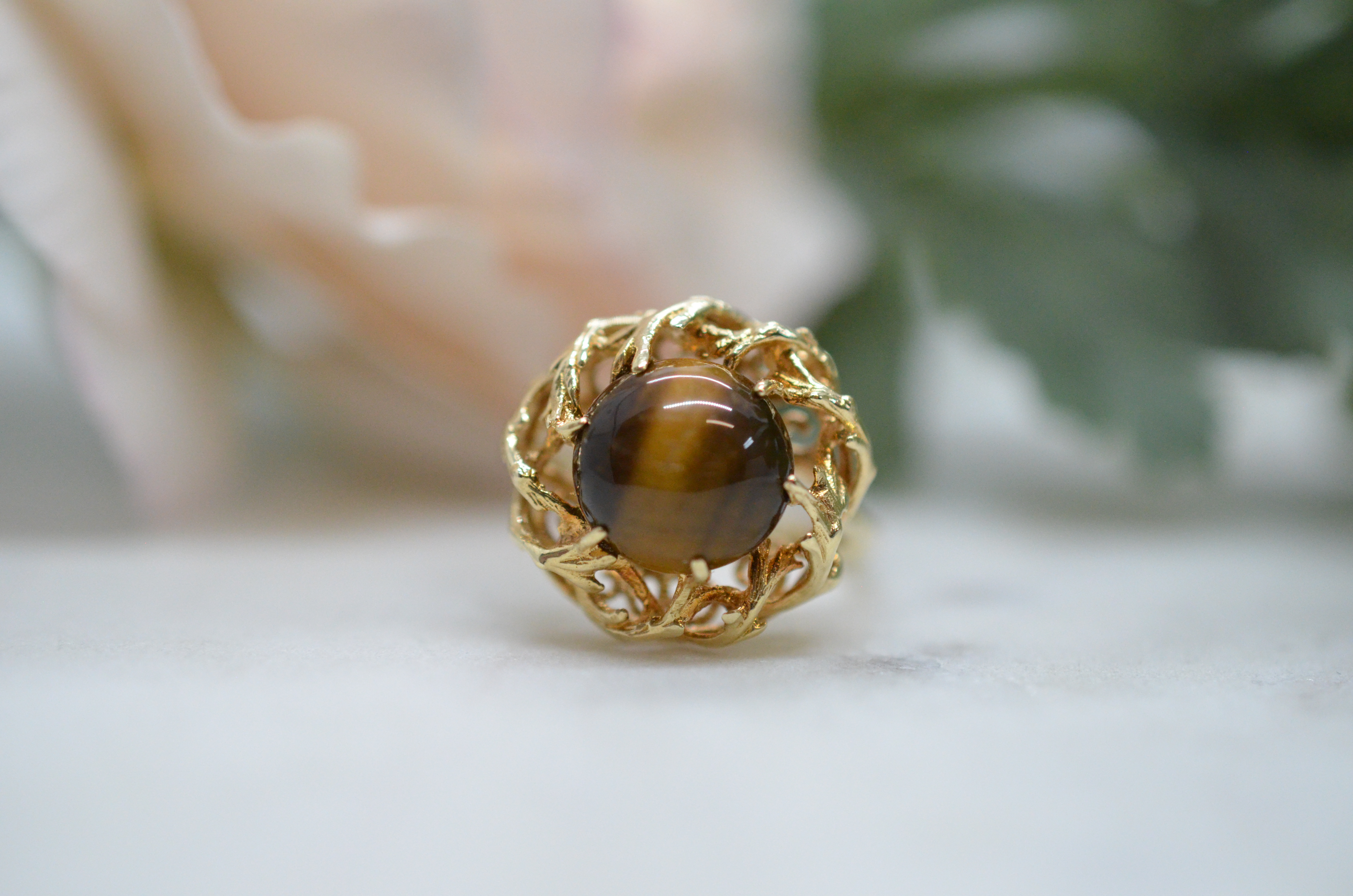 Second Hand ring with tiger eye - 5