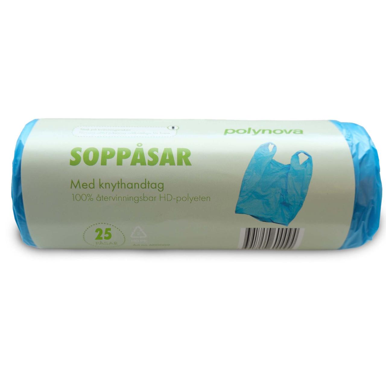 Papperskorgspåse HD 30L 12my knyt 25/rulle