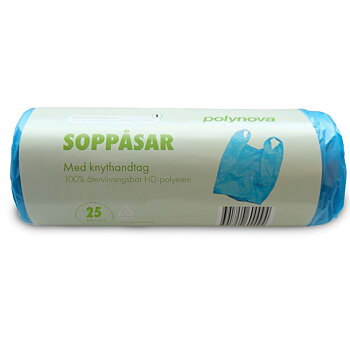 Papperskorgspåse HD 30L 12my knyt 25/rulle