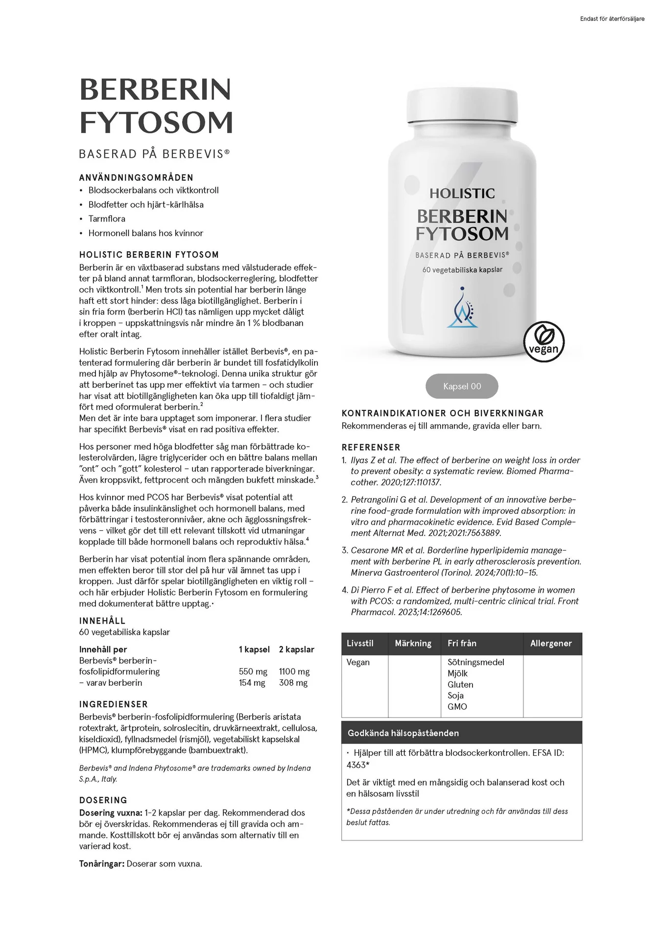 Berberin fytosom, 60 kap, Holistic - 2