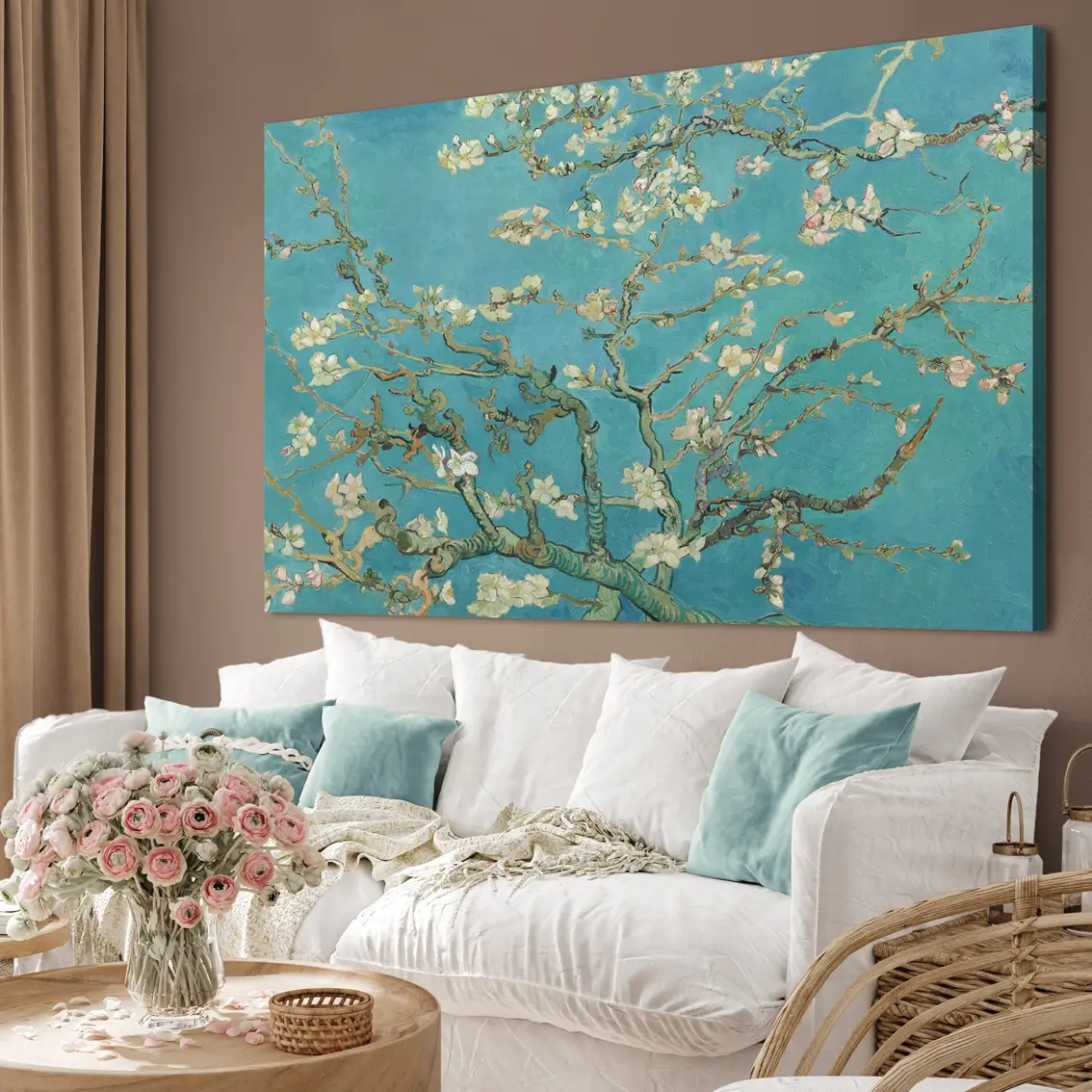 Leinwandbild mit canvas print from Van Gogh mit Mandelblüte vor blauem Himmel.
