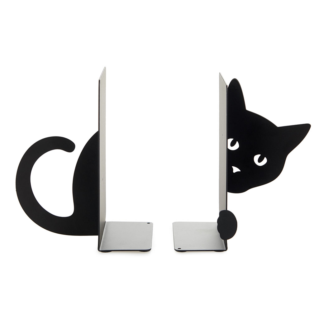 Bokstöd Gömd katt svart metall
