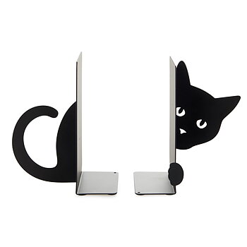 Bokstöd Gömd katt svart metall