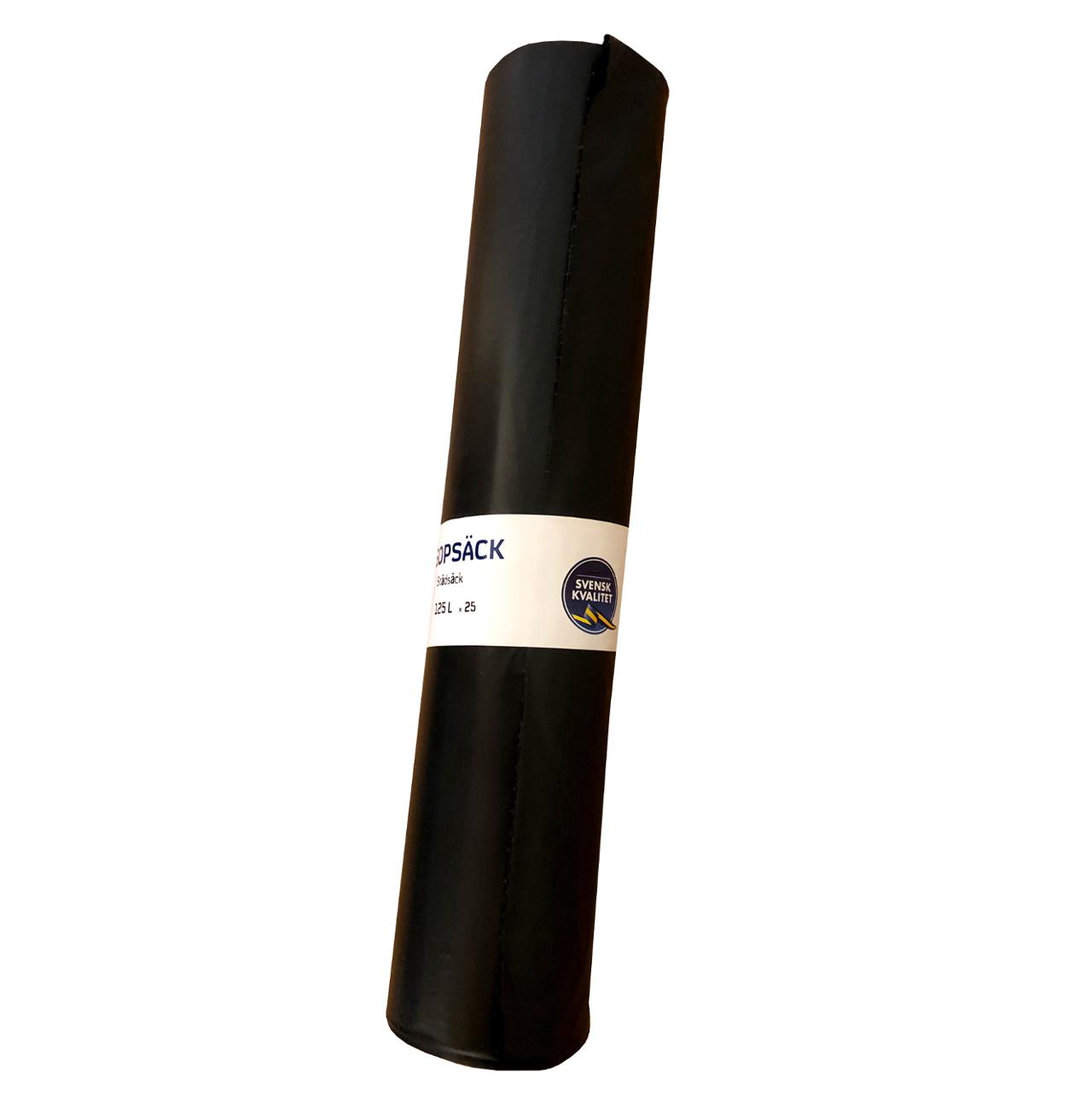 Plastsäck LDPE 125L 40my svart25/rulle