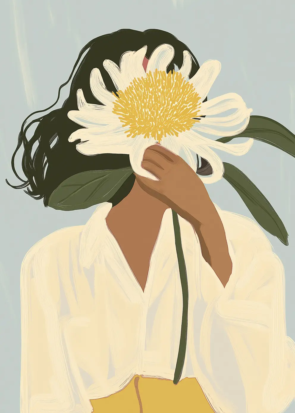 Canvas print - Woman with White Flower