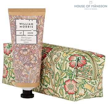 William Morris Make Up Bag With Hand Cream  100ml The Voyager