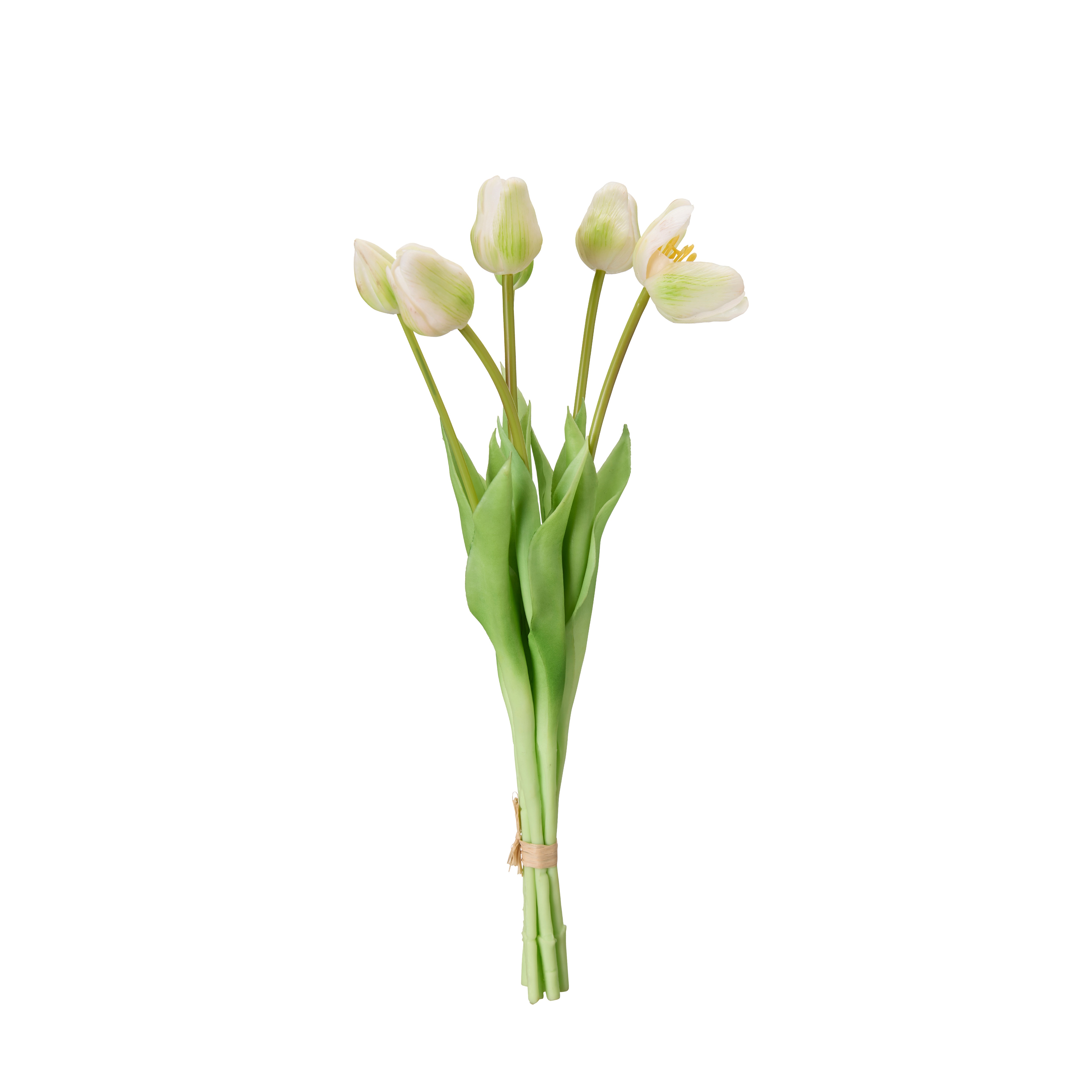 Konstväxt Tulpanbukett Vit - 47 cm - 7-pack