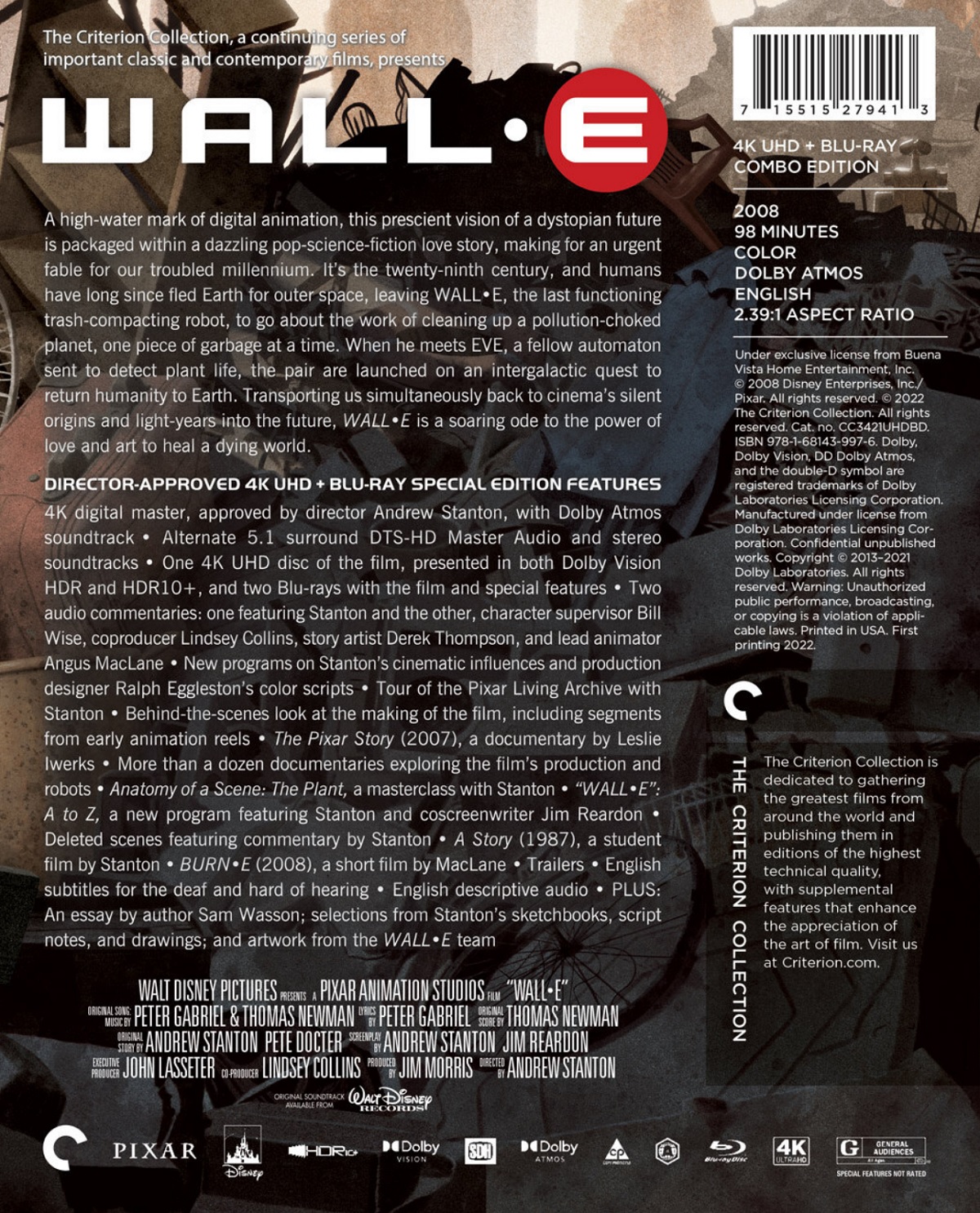 Wall-E (Criterion Collection) (DigiPack) (ej svensk text/tal) (4K Ultra HD + Blu-ray) - 2