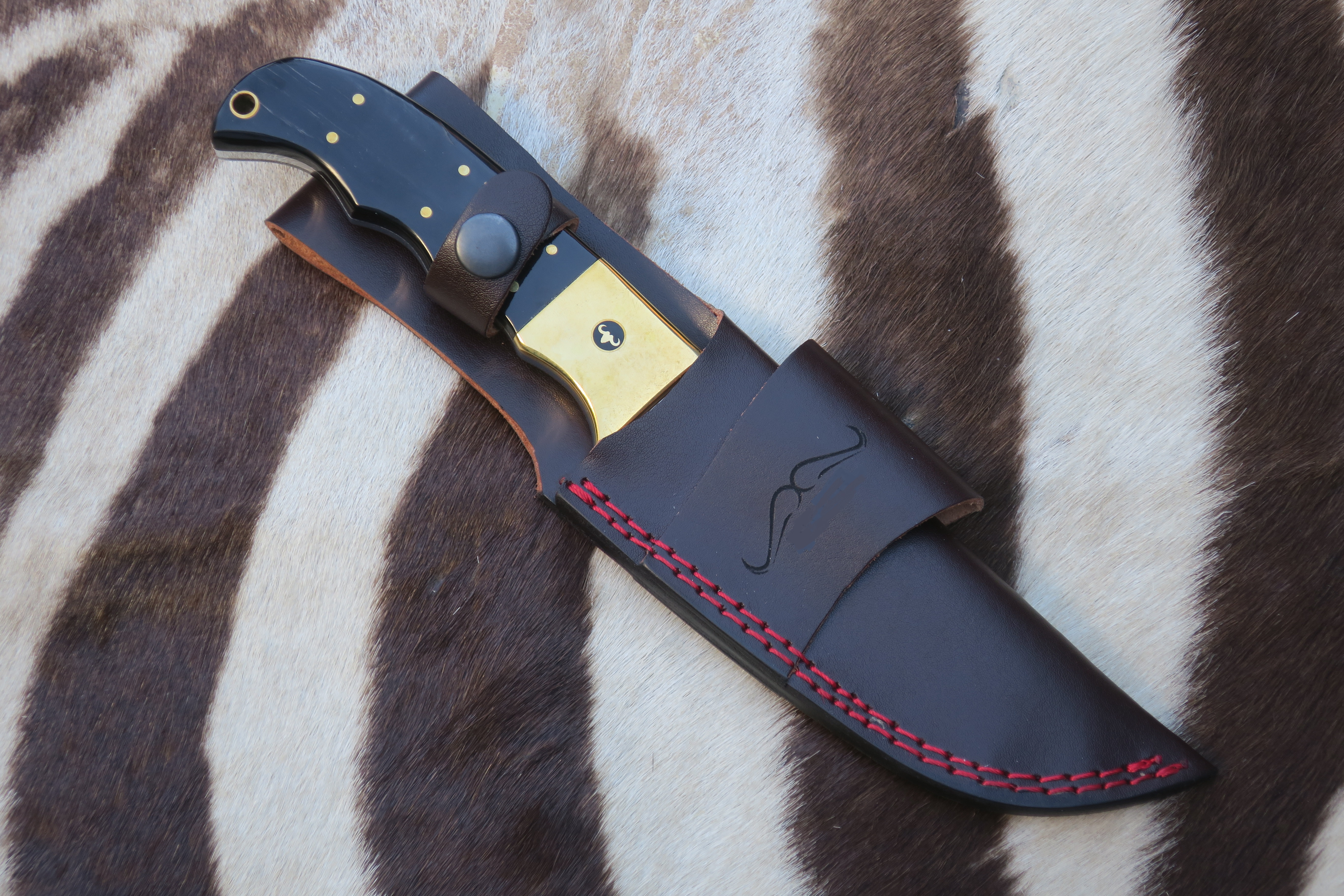PRISSÄNKT - Buffelhorn - Cape Buffalo Horn - Storviltskniv från Sydafrika  - 6