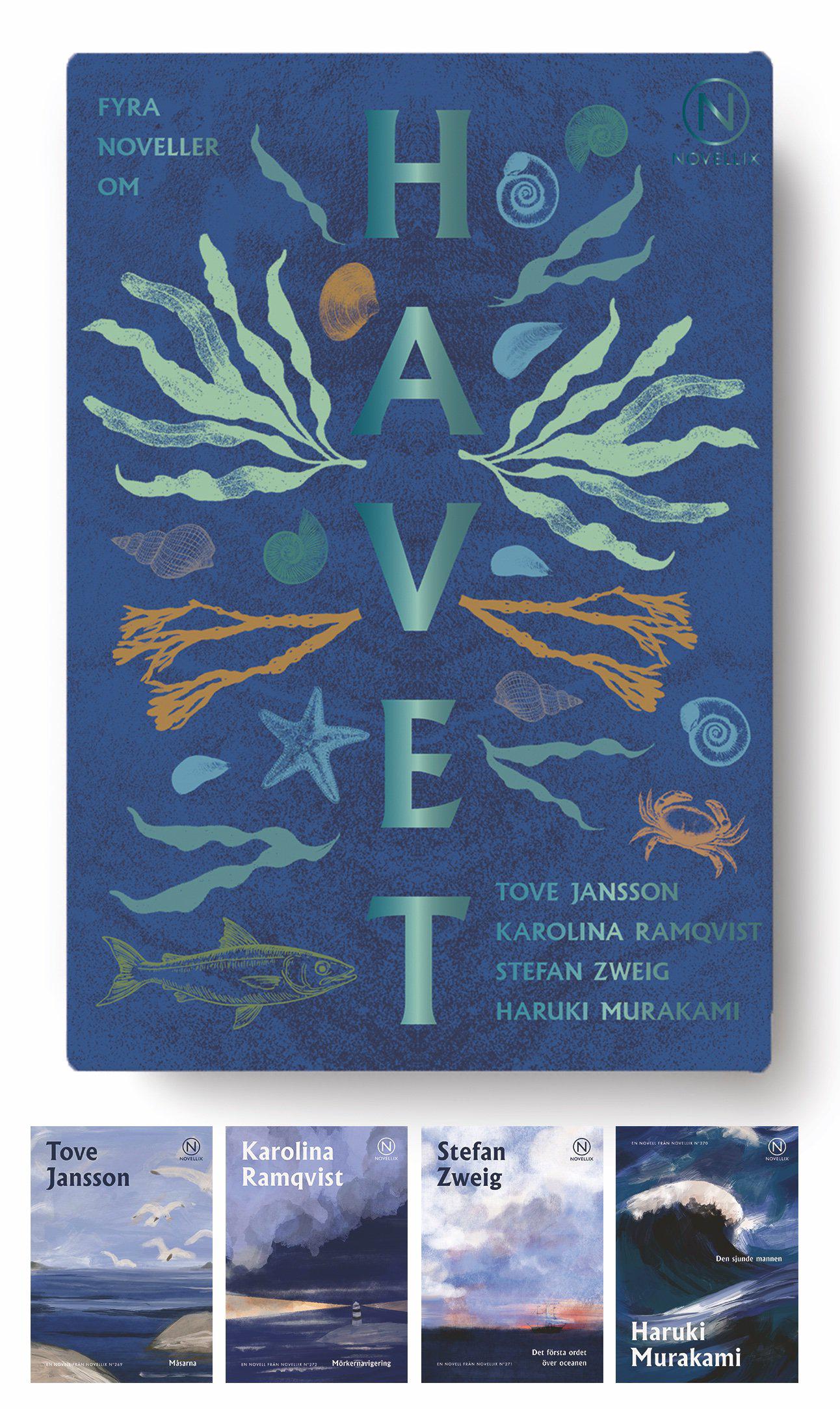 Havet : Tove Jansson, Karolina Ramqvist, Stefan Zweig och Haruki Murakami  - 4 stycken noveller i en liten ask