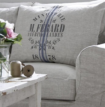 Kuddfodral mjölsäckstryck Jeanne d´Arc Living shabby chic lantlig stil