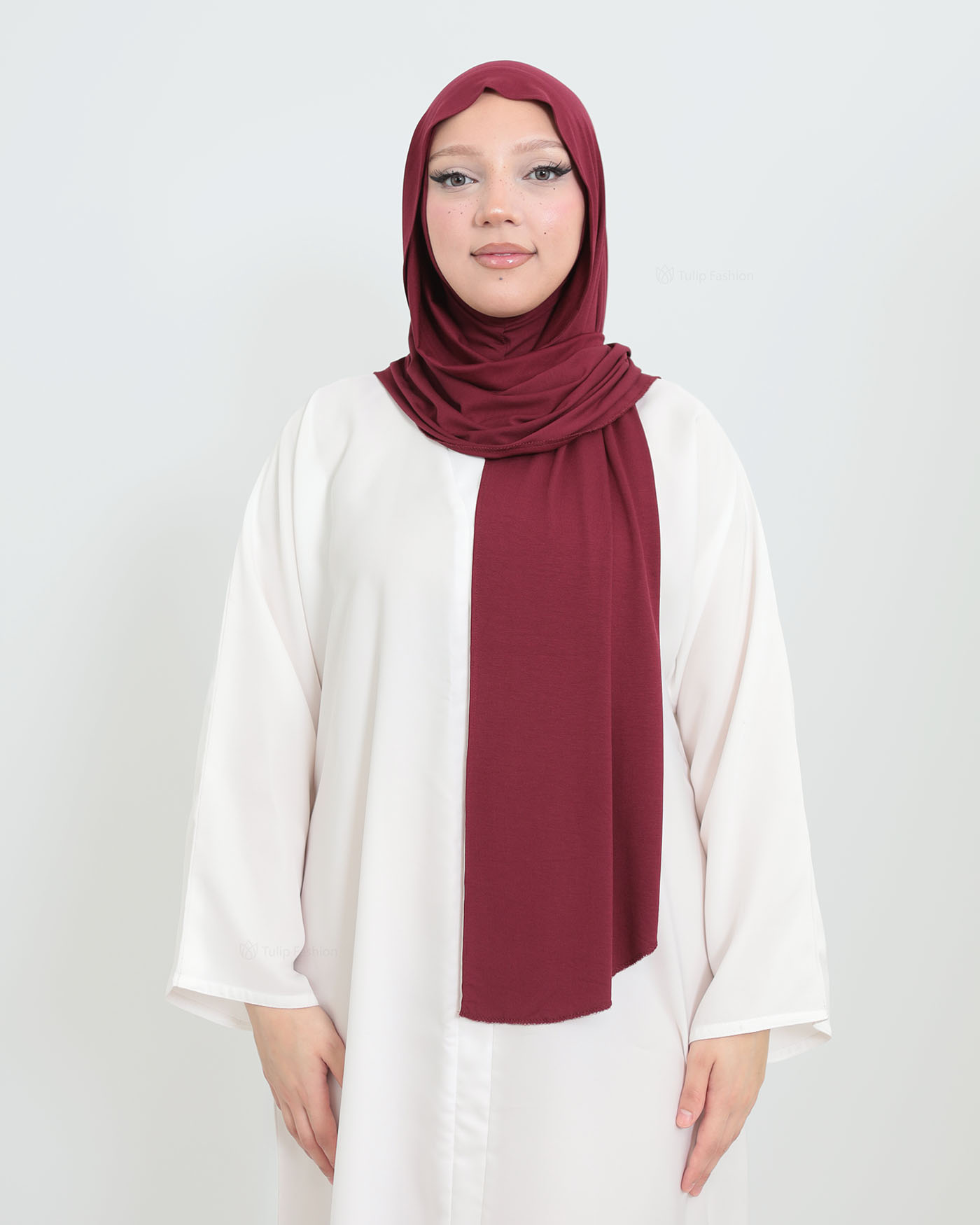 Hijab - Instant Jersey with Ninja Underscarf - Maroon - 4