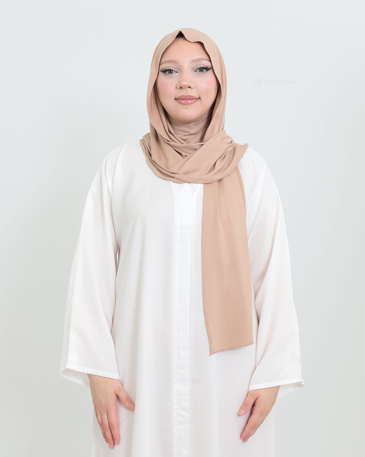 Hijab - Instant Jersey with Ninja Underscarf - Beige - 4