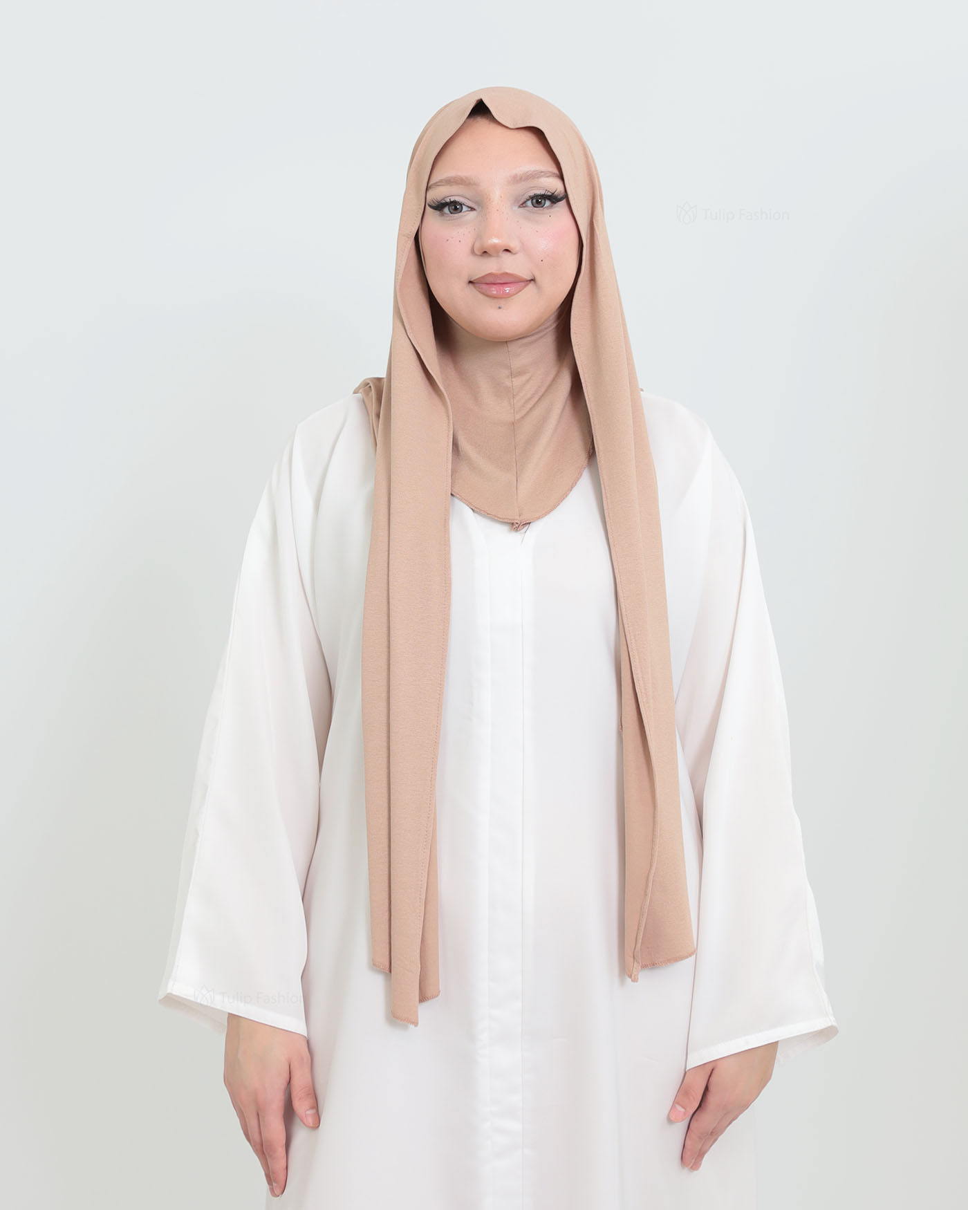 Hijab - Instant Jersey with Ninja Underscarf - Beige - 3
