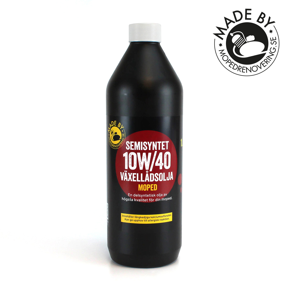Semisyntetisk olie 10W/40, 1 liter, fremstillet af Mopedrenovering.