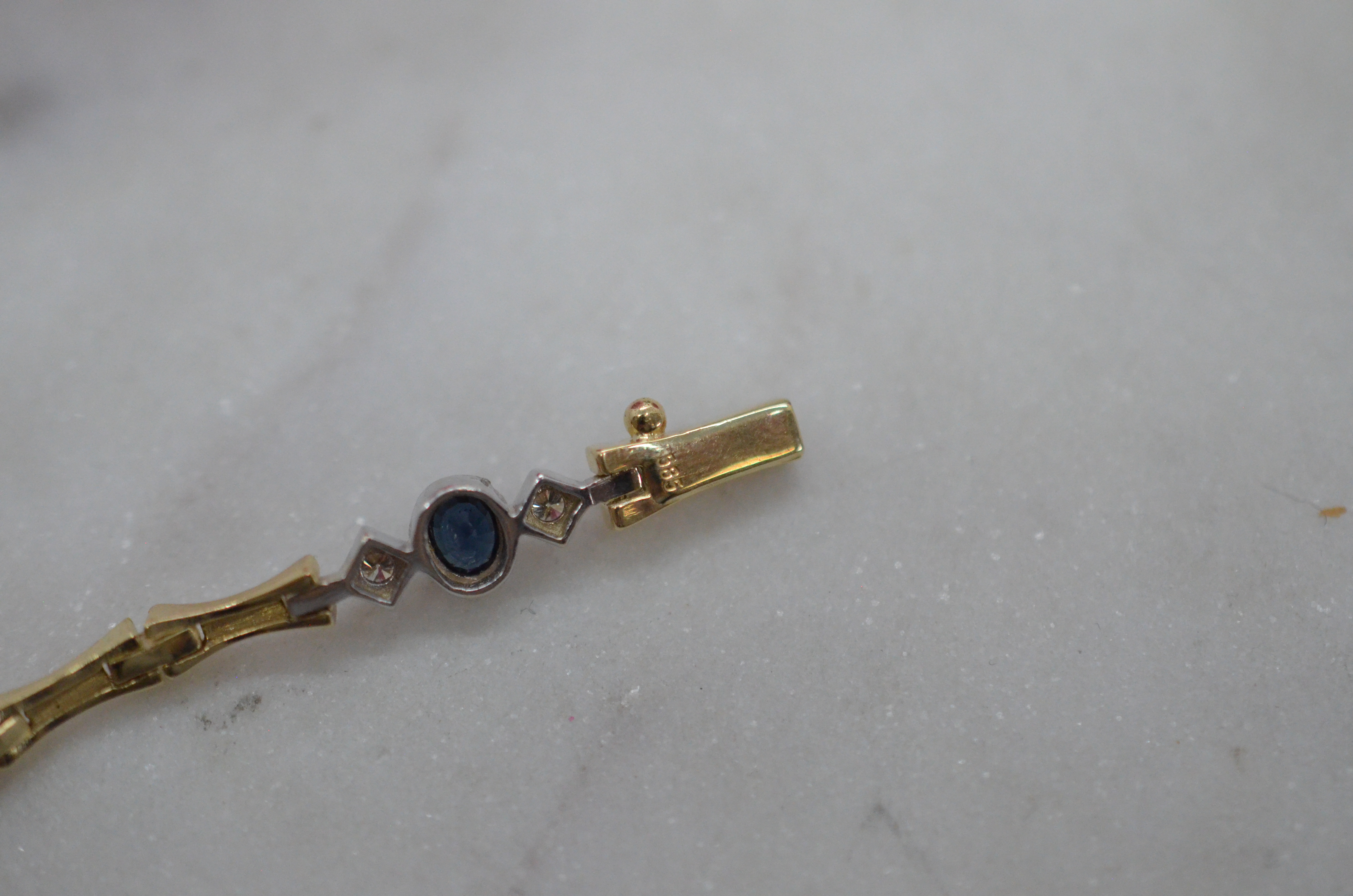 Second Hand 14k necklace with blue stones and diamonds - 5