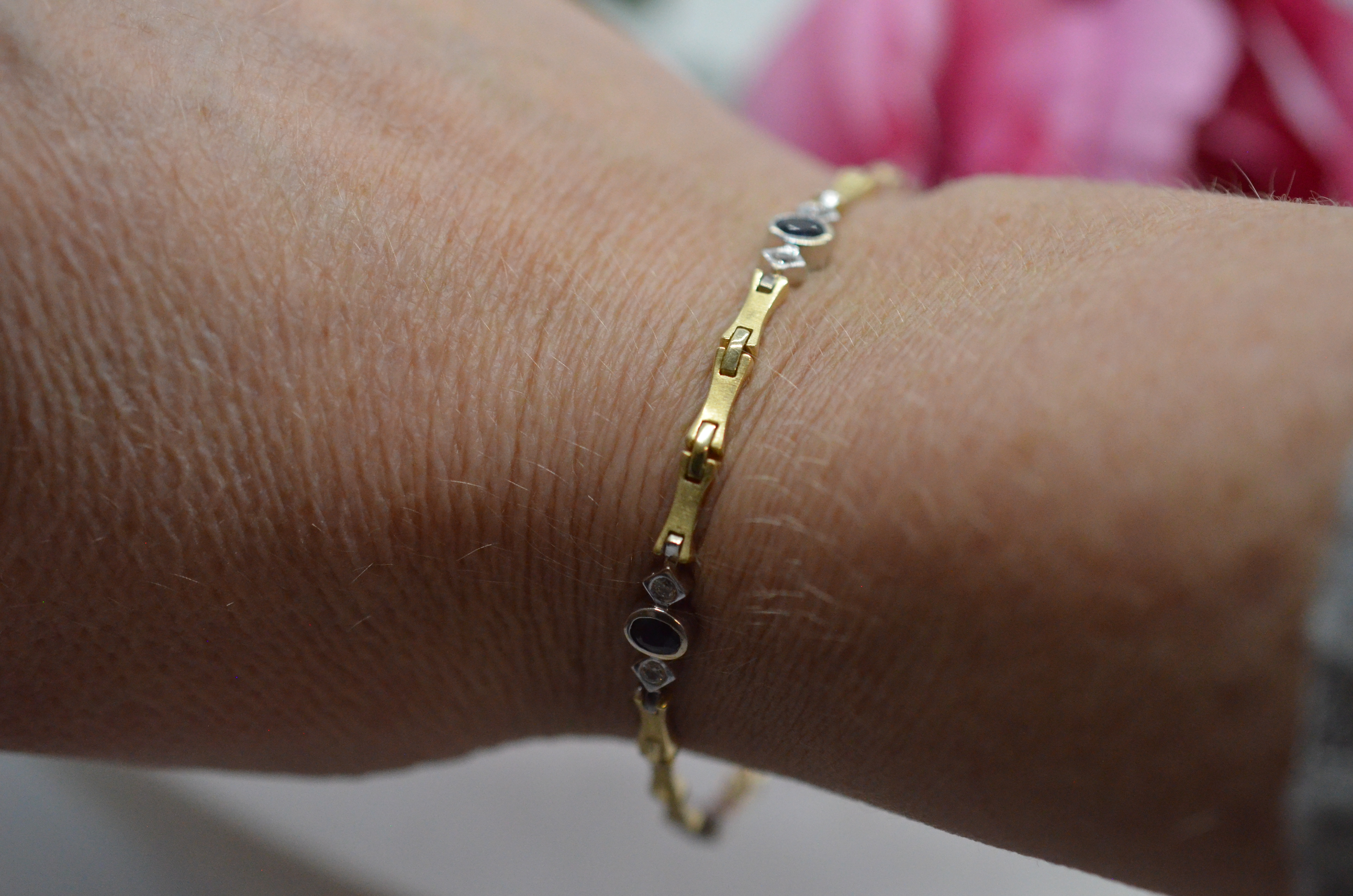 Second Hand 14k bracelet with blue stones and diamonds - 5