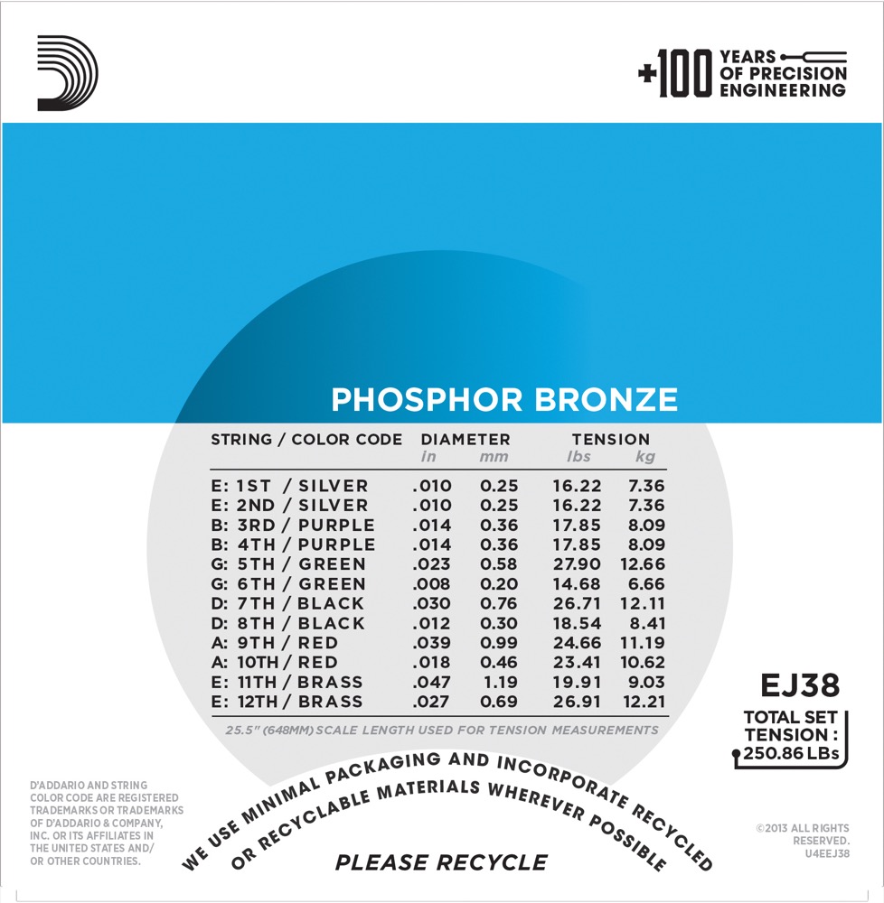 D'Addario EJ38 12-strängset - 2