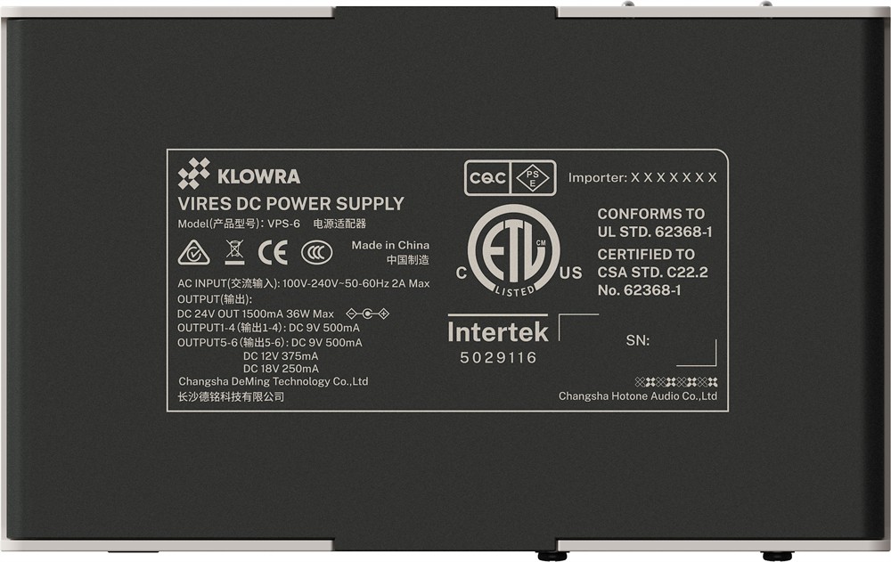 Klowra Vires Effects Pedal Power Supply - 5