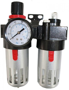 TRYCKLUFTSREGULATOR MED VATTENAVSKILJARE OCH DIMSMÖRJARE 1/4"