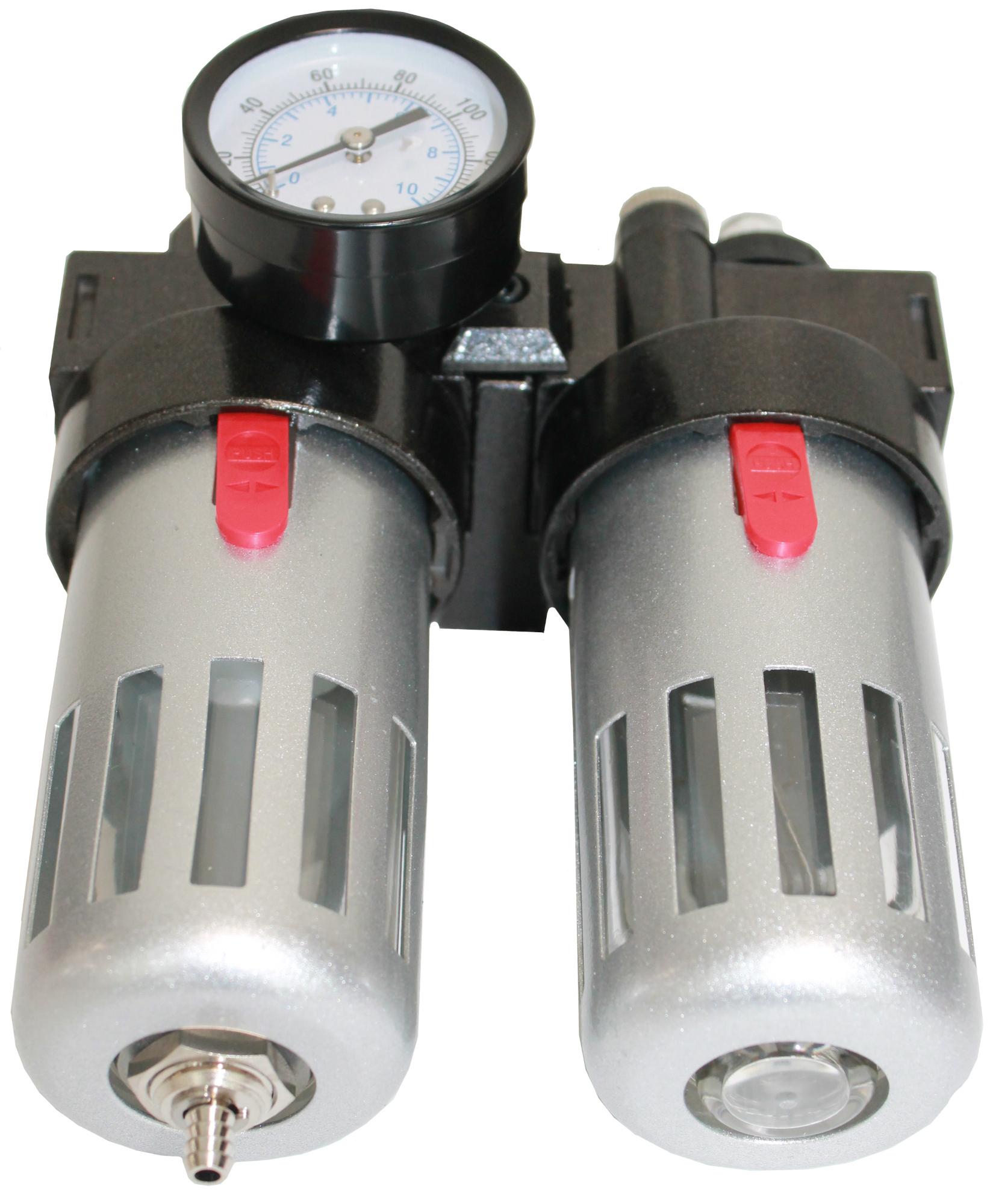 TRYCKLUFTSREGULATOR MED VATTENAVSKILJARE OCH DIMSMÖRJARE 3/8"