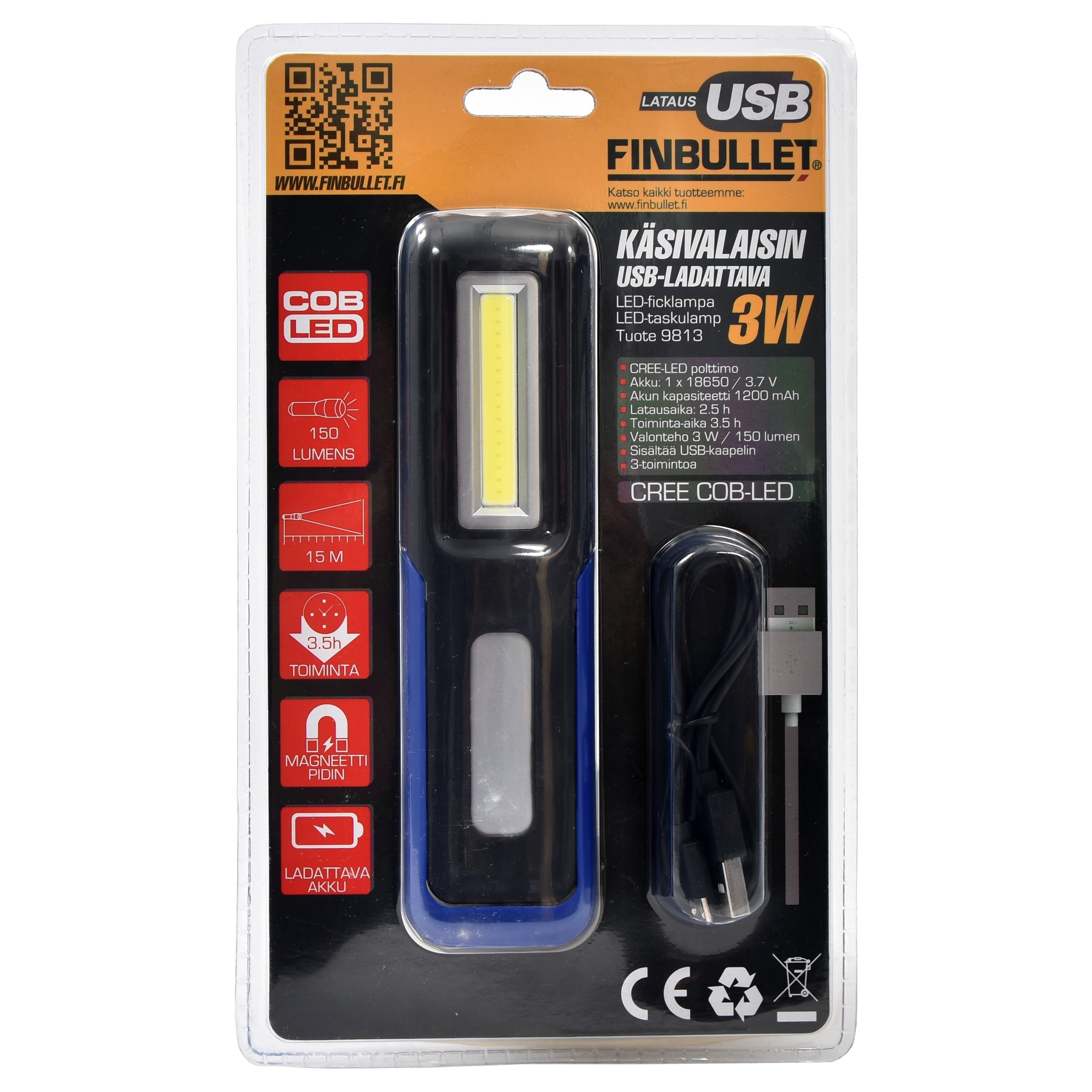 ARBETSLJUS 3W 150LUMEN  USB-UPPLADDNINGSBAR - 4