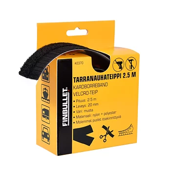 KARDBORREBAND 2.5M 20MM SVART