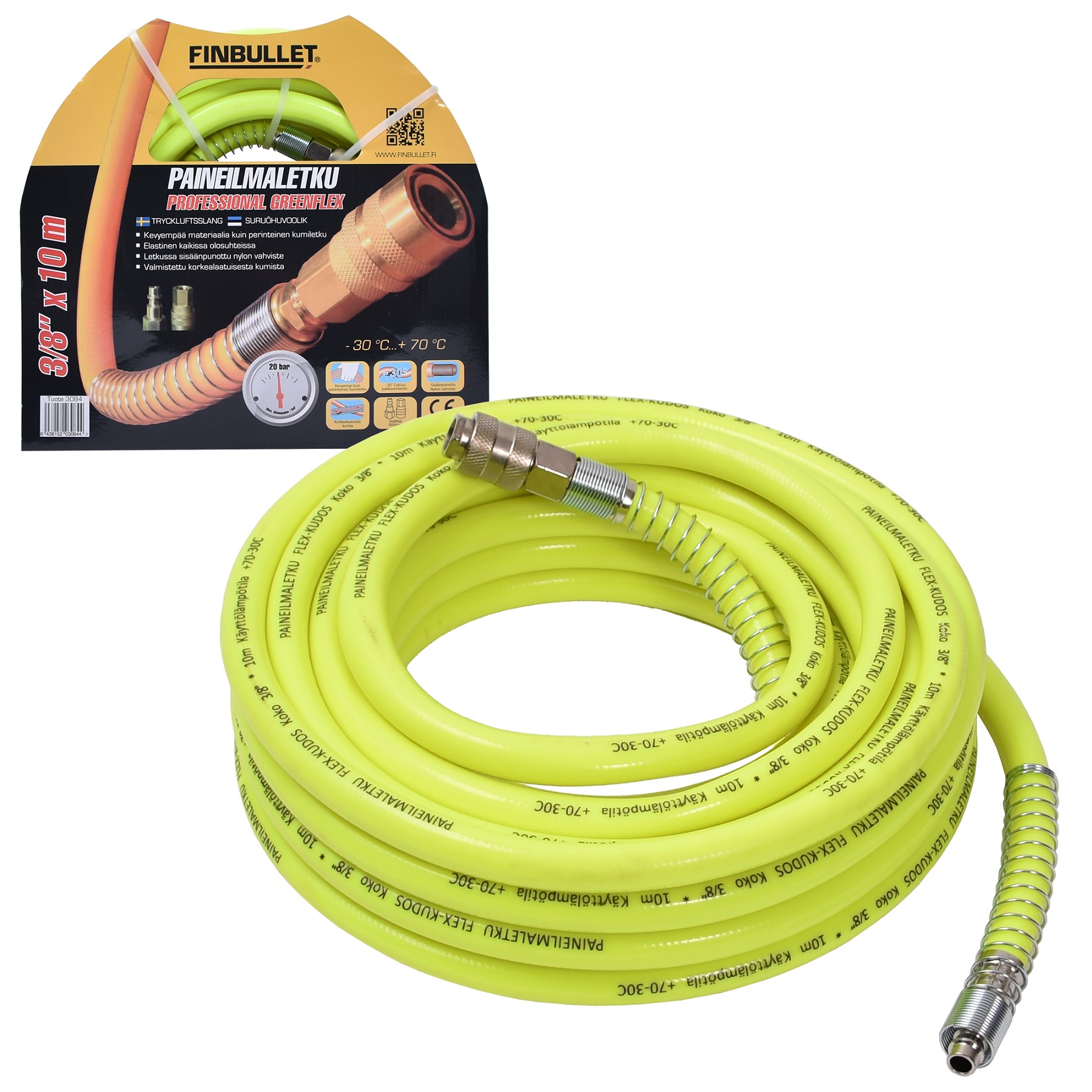 TRYCKLUFTSSLANG 3/8" 10M PVCFLEX GRÖN - 2