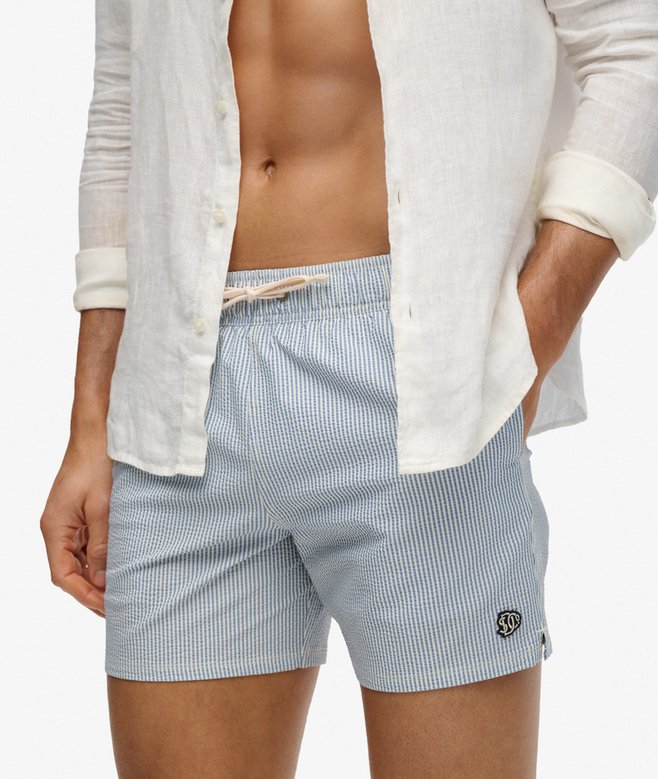 Superdry - Seersucker Swimshorts - Rice White/Endless Sky