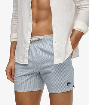 Superdry - Seersucker Swimshorts - Rice White/Endless Sky