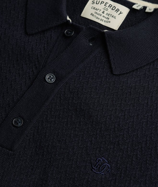 Superdry - Knitted Textured Polo - Navy - 6