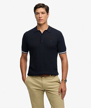 Superdry - Knitted Textured Polo - Navy