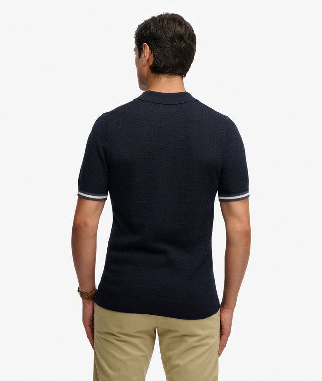 Superdry - Knitted Textured Polo - Navy - 2