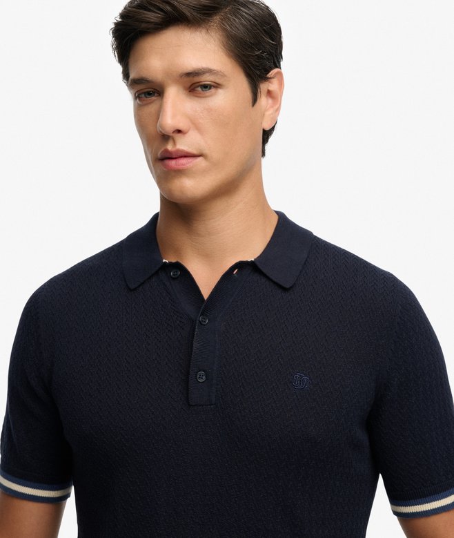 Superdry - Knitted Textured Polo - Navy - 3