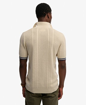 Superdry - Knitted Textured Polo - Oatmeal Beige