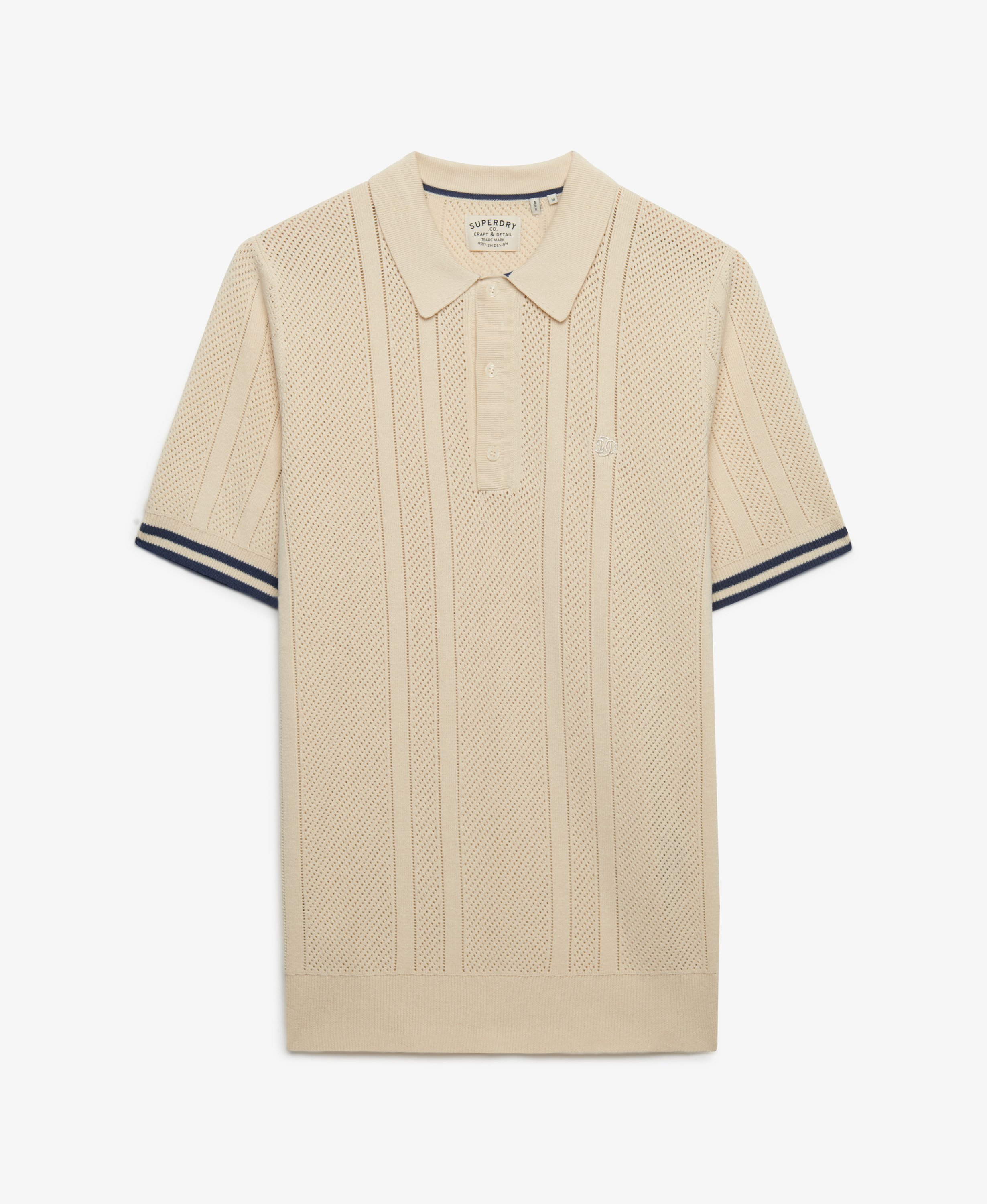 Superdry - Knitted Textured Polo - Oatmeal Beige - 4