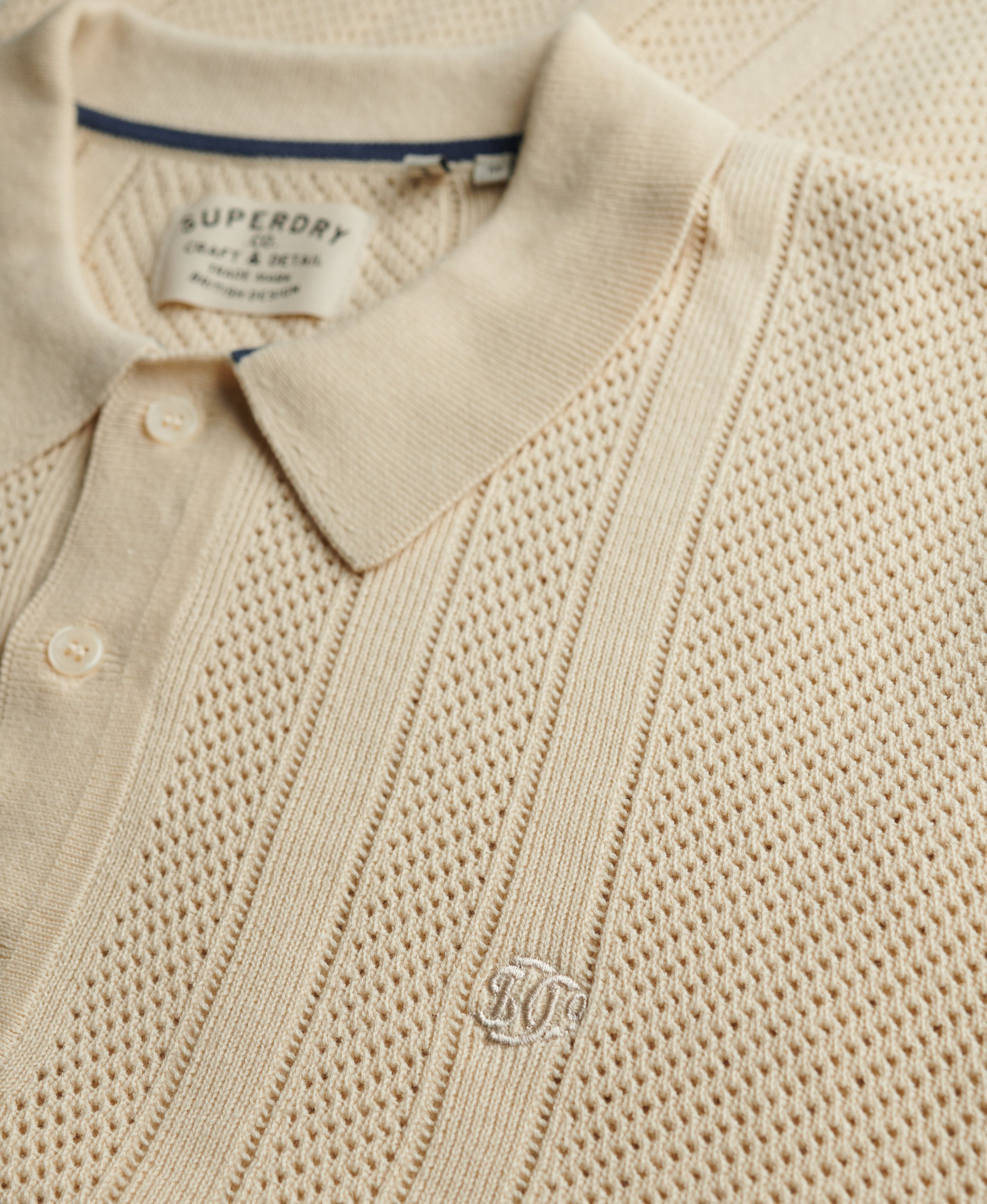 Superdry - Knitted Textured Polo - Oatmeal Beige - 5