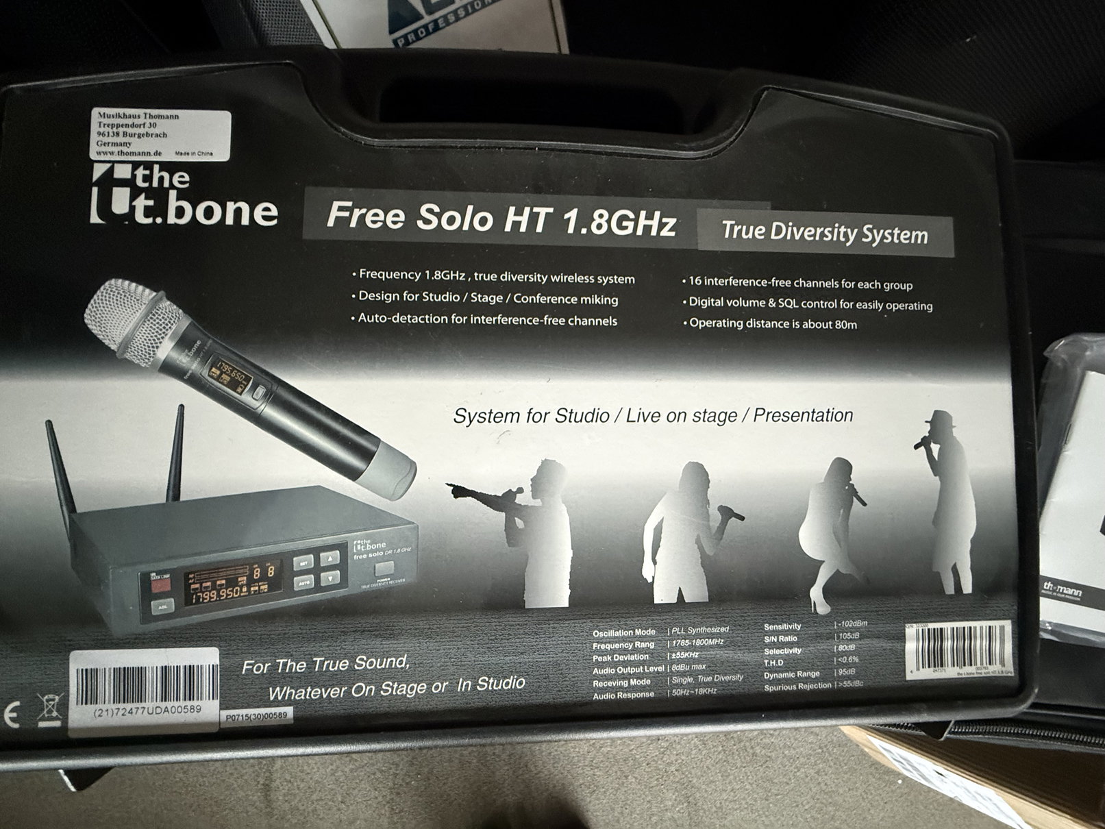 the t.bone free solo HT 1.8 GHz trådlöst mikrofonsystem